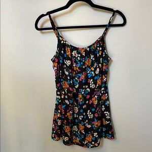 CAbi Black and Orange Fitted Camisole with Spaghetti Straps
